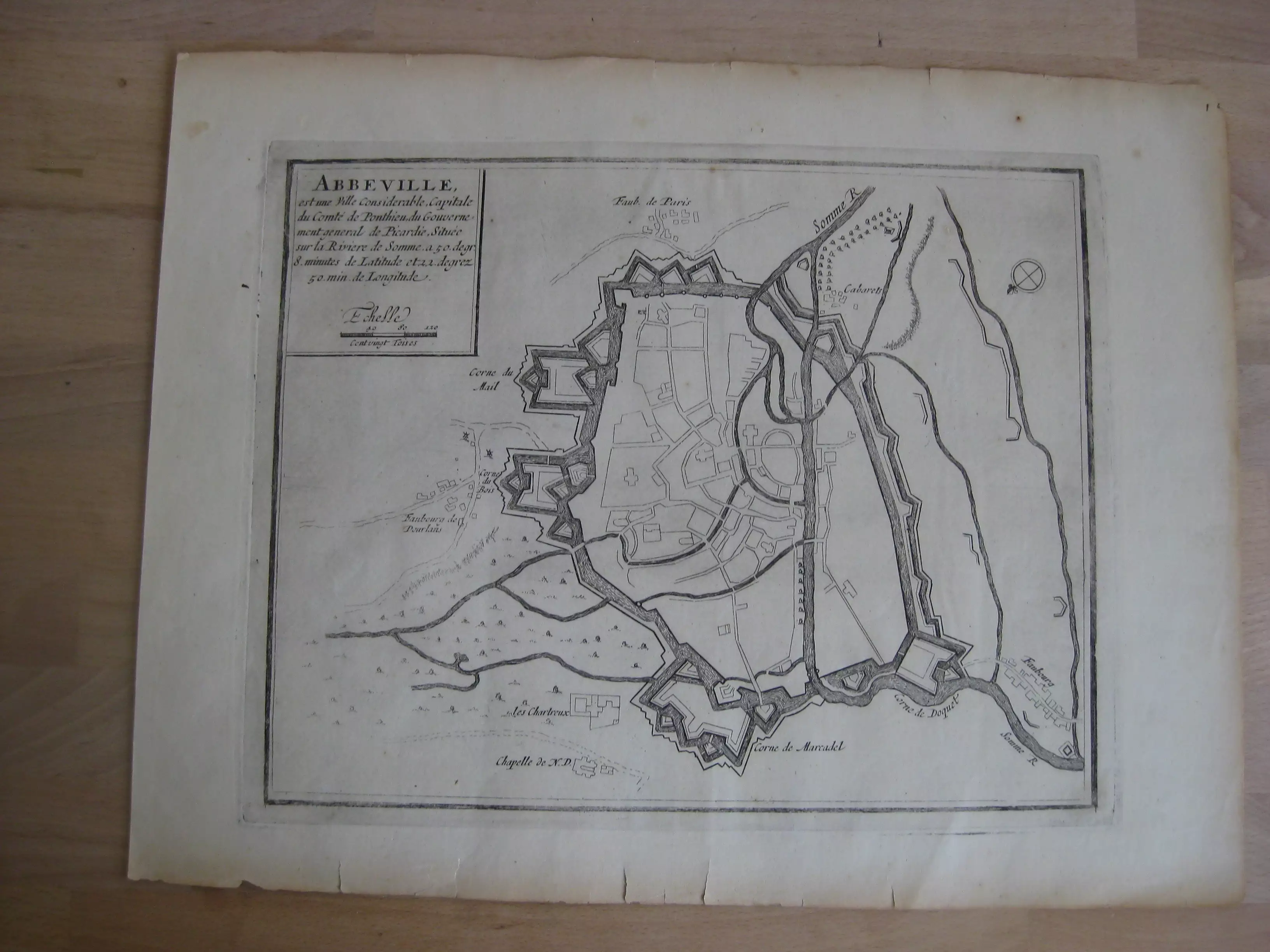 Plan gravé des fortifications d’Abbeville