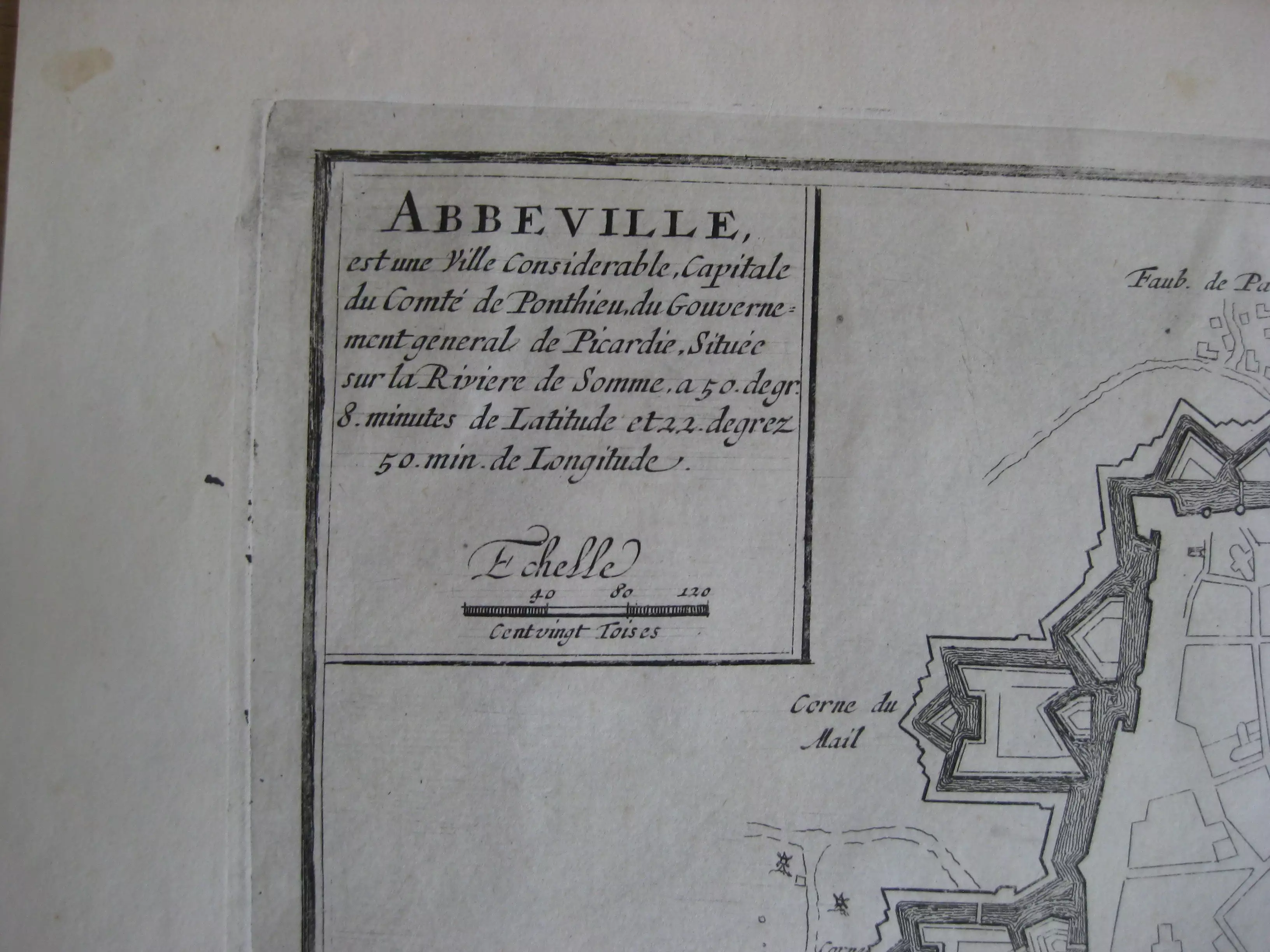 Plan gravé des fortifications d’Abbeville